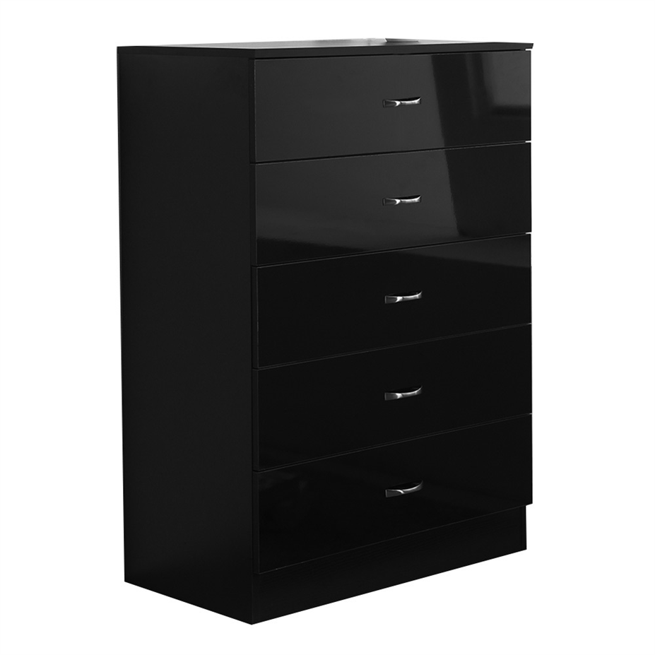 Chilton Modern High Black Gloss Drawer Chest Fwsdirect