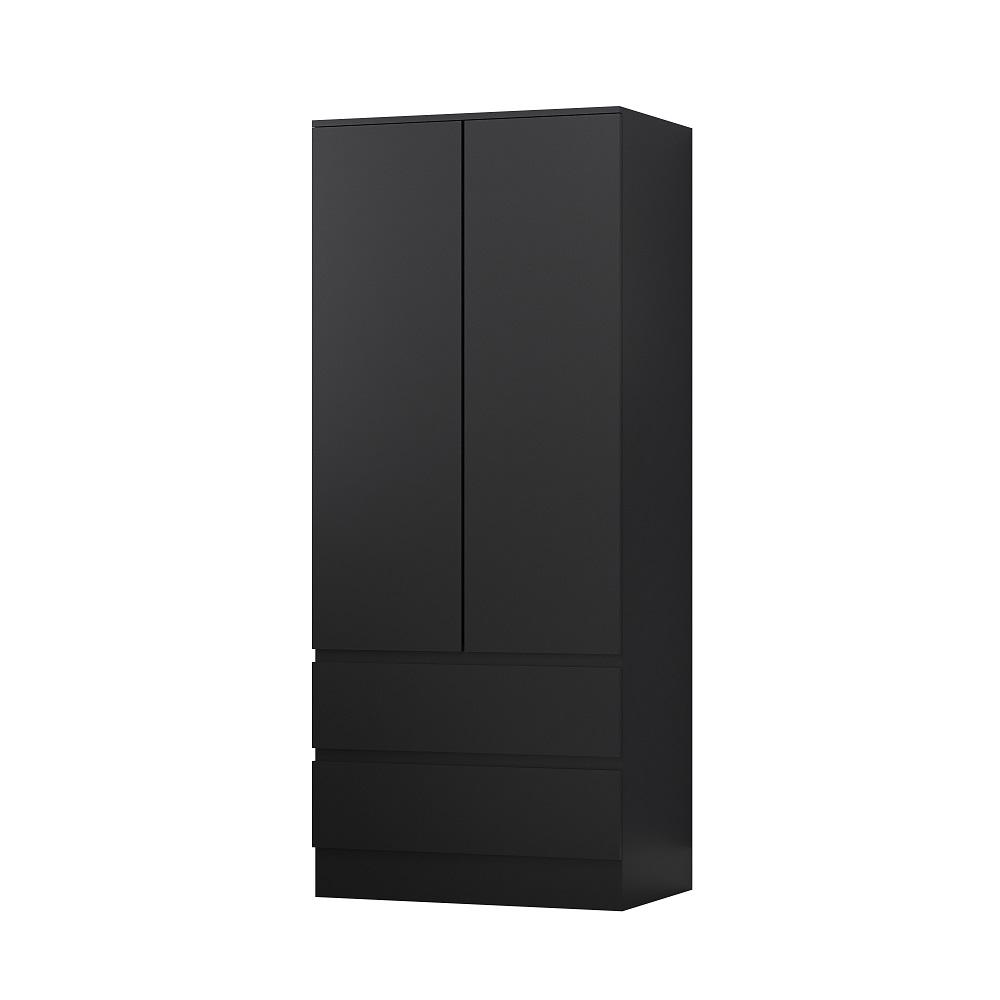 Stora Modern Door Drawer Combination Wardrobe Matt Black Fws Direct