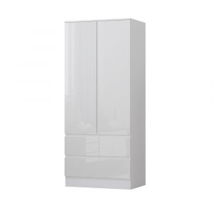 Stora Modern Door Drawer Combination Wardrobe White Gloss Fws