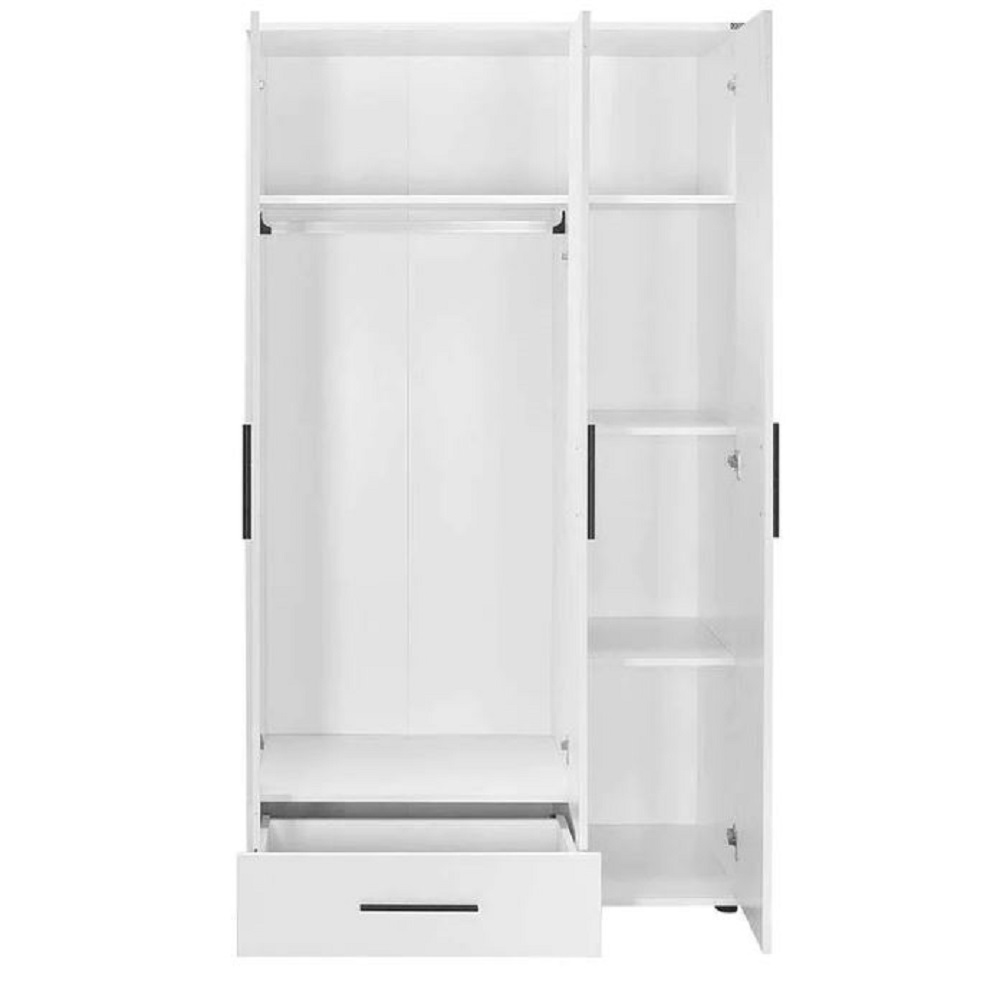 White 3 Door 1 Drawer Combination Wardrobe FWS Direct