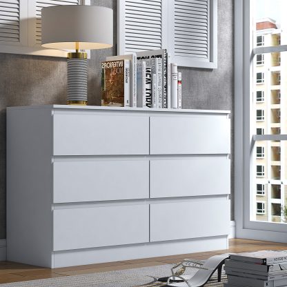 Stora matt white 6 drawer chest lifestyle a