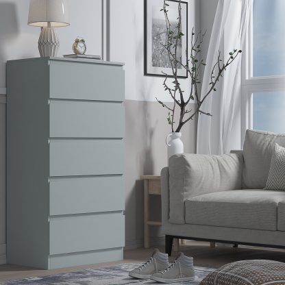 Stora matt grey 5 drawer chest lifestyle a