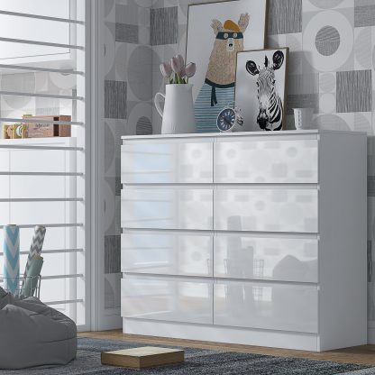 Stora Wide White Gloss 8 Drawer Chest - Image 2