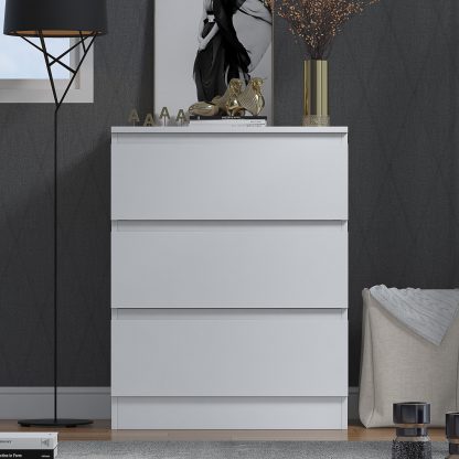 Stora 3 Drawer Chest of Drawers – Matt White - Image 4