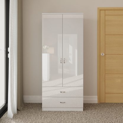 Chilton white gloss combination wardrobe lifestyle b