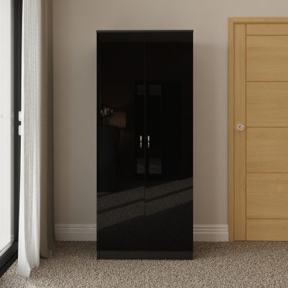 Chilton black gloss 2 door wardrobe lifestyle b