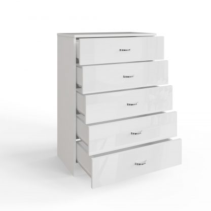 Chilton white gloss 5 drawer chest open co