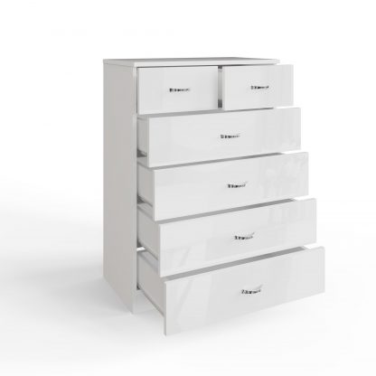 Chilton white gloss 6 drawer chest open co