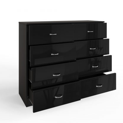 Chilton black gloss 8 drawer chest ang co open