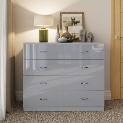 Chilton grey gloss 8 drawer chest lifestyle b