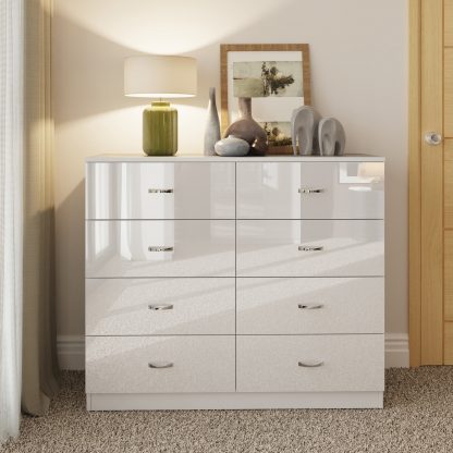 Chilton white gloss 8 drawer chest lifestyle b