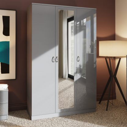 Chilton grey gloss 3 door wardrobe lifestyle a