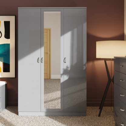 Chilton grey gloss 3 door wardrobe lifestyle b