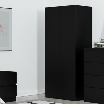 Stora Modern 2 Door Double Wardrobe – Matt Black - Image 3