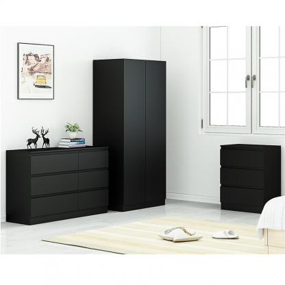 Stora Modern 2 Door Double Wardrobe – Matt Black - Image 4