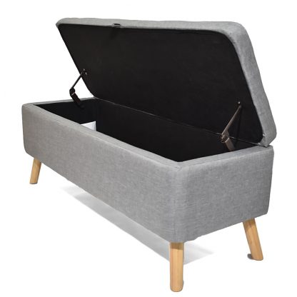 Harper Grey Linen Ottoman open cut-out