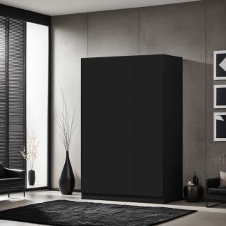 Stora matt black 3 door wardrobe lifestyle a