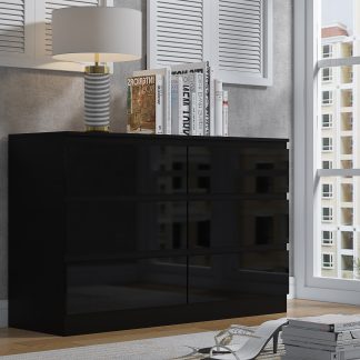 Stora black gloss 6 drawer chest lifestyle a