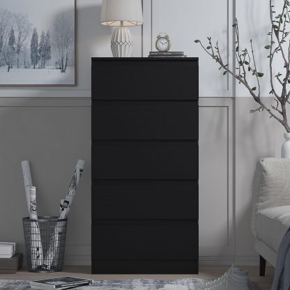 Stora 5 Drawer Chest Of Drawers – Matt Black - Image 4