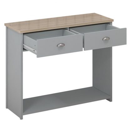 Console Table With 2 Drawers Matt Grey Finish With Oak Effect - Image 5