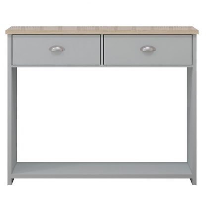 Console Table With 2 Drawers Matt Grey Finish With Oak Effect - Image 6