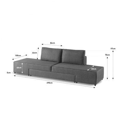 Armada Flexi Sofabed - Light Grey - Image 12