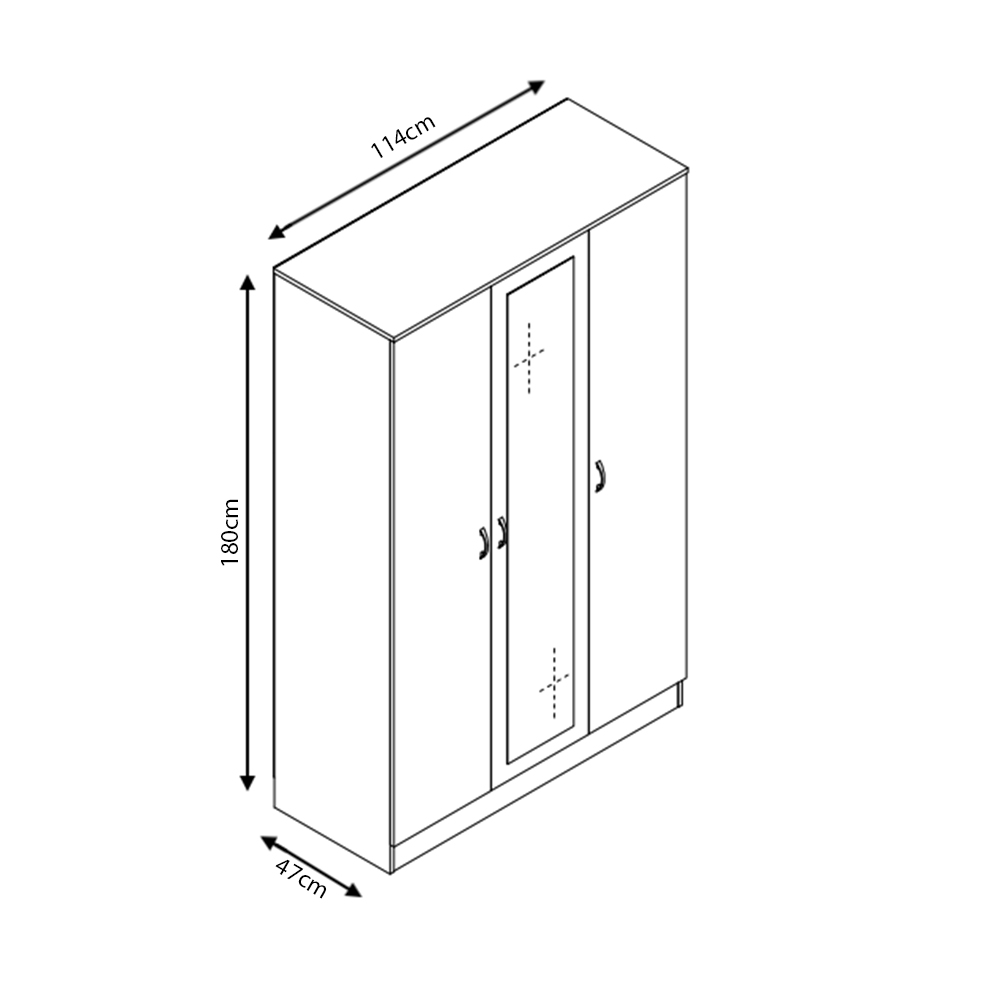 Chilton 3 Door Mirrored Black Gloss Wardrobe – FWS Direct