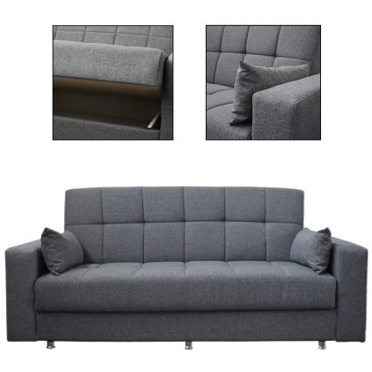 Nari 3 Seater Sofabed - Light Grey - Image 5