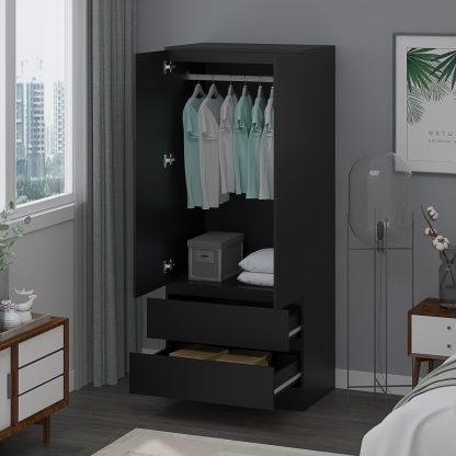 Stora Modern 2 Door 2 Drawer Combination Wardrobe – Matt Black - Image 7