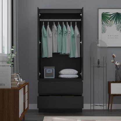 Stora Modern 2 Door 2 Drawer Combination Wardrobe – Matt Black - Image 5