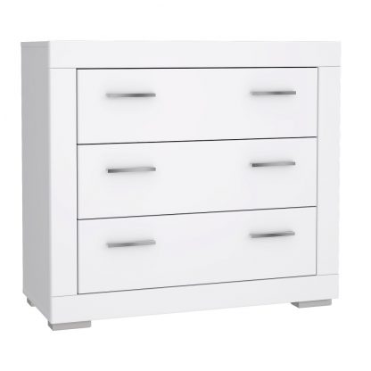 Snow White Gloss Modern Style 3 Drawer Chest of Drawers