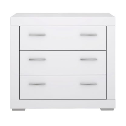 Snow White Gloss Modern Style 3 Drawer Chest of Drawers - Image 2