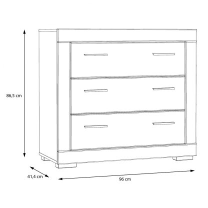 Snow White Gloss Modern Style 3 Drawer Chest of Drawers - Image 4