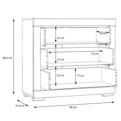 Snow White Gloss Modern Style 3 Drawer Chest of Drawers - Image 5