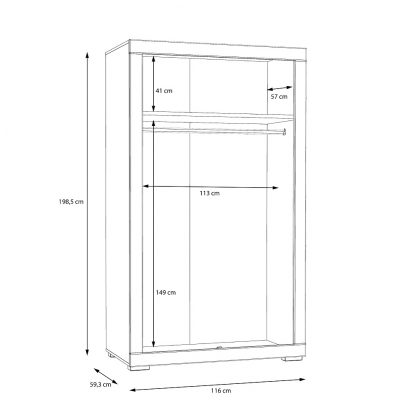 Snow White Gloss Modern Style 2 Door Wardrobe Robe - Image 4