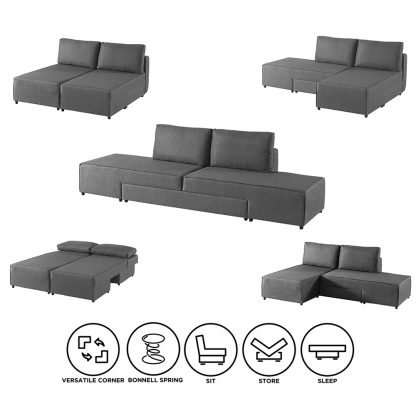 Armada Flexi Sofabed - Light Grey - Image 2