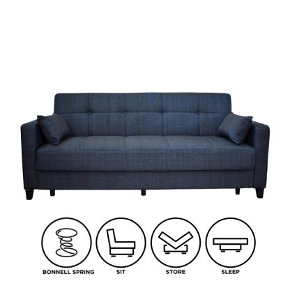 Carmen 3 Seater Sofabed - Blue