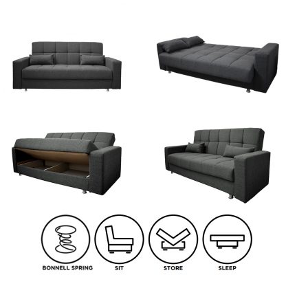 Nari 3 Seater Sofabed - Dark Grey - Image 2