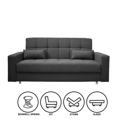 Nari 3 Seater Sofabed - Dark Grey