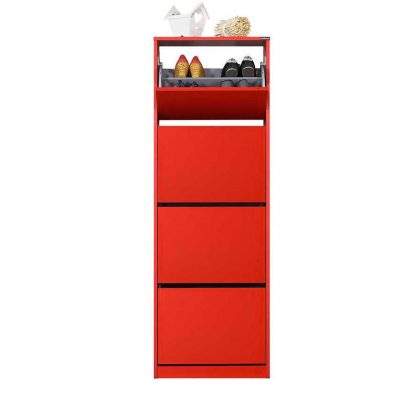 Four Tier Shoe Storage Cabinet - Holds up to 24 pairs in Red