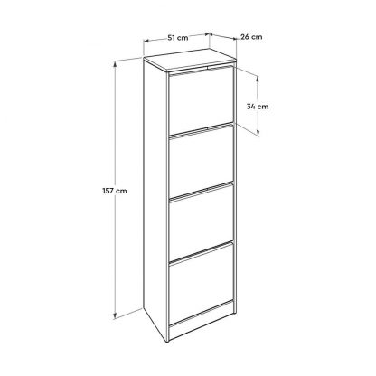 Four Tier Shoe Storage Cabinet - Holds up to 24 pairs in Red - Image 4