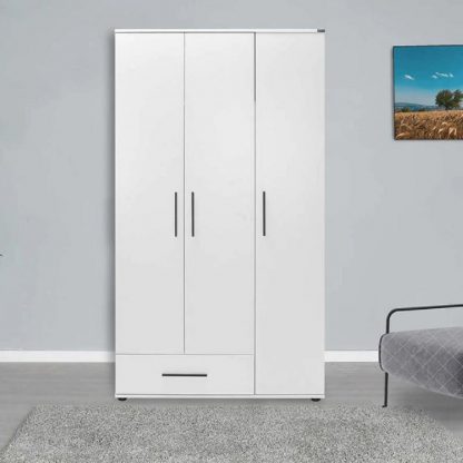 White 3 Door 1 Drawer Combination Wardrobe - Image 4