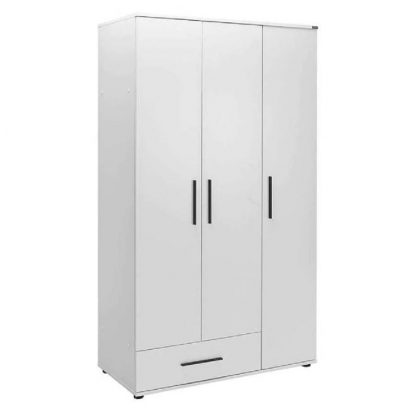 White 3 Door 1 Drawer Combination Wardrobe