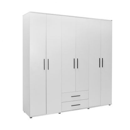 Tall 6 Door 2 Drawer Matt White Combination Wardrobe