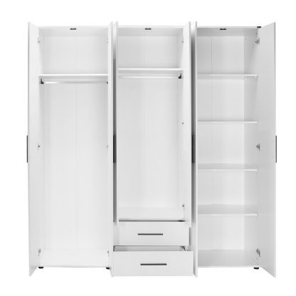 Tall 6 Door 2 Drawer Matt White Combination Wardrobe - Image 4