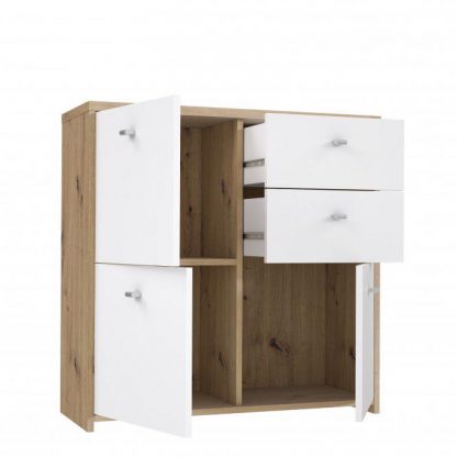 3 Door 2 Drawer Matt White Storage Cabinet - Image 3