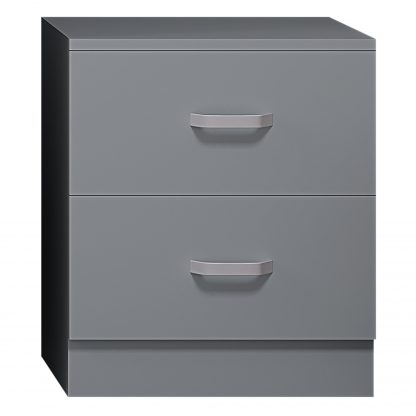 Tunis 2 Drawer Bedside Table Matt Grey - Image 2