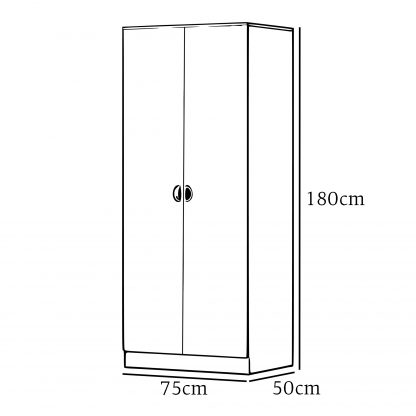 Esher 2 Door Wardrobe Matt White Finish With Oak Top - Image 5