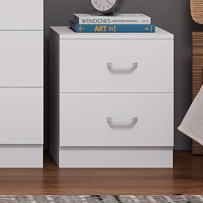 Tunis 2 Drawer Bedside Table Matt White