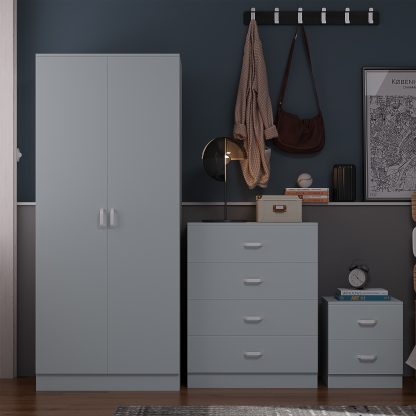 Tunis 3 Piece Bedroom Furniture Set Matt Grey